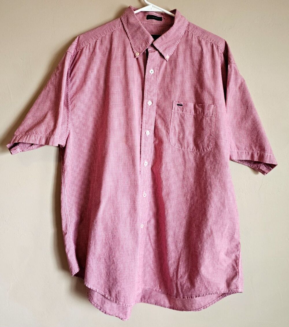 Colours Alexander Julian Men’s Shirt XL Button Down Short Sleeve Vintage Red chk